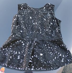 Ann Taylor Black White Floral 100% Cotton Sleeveless Top